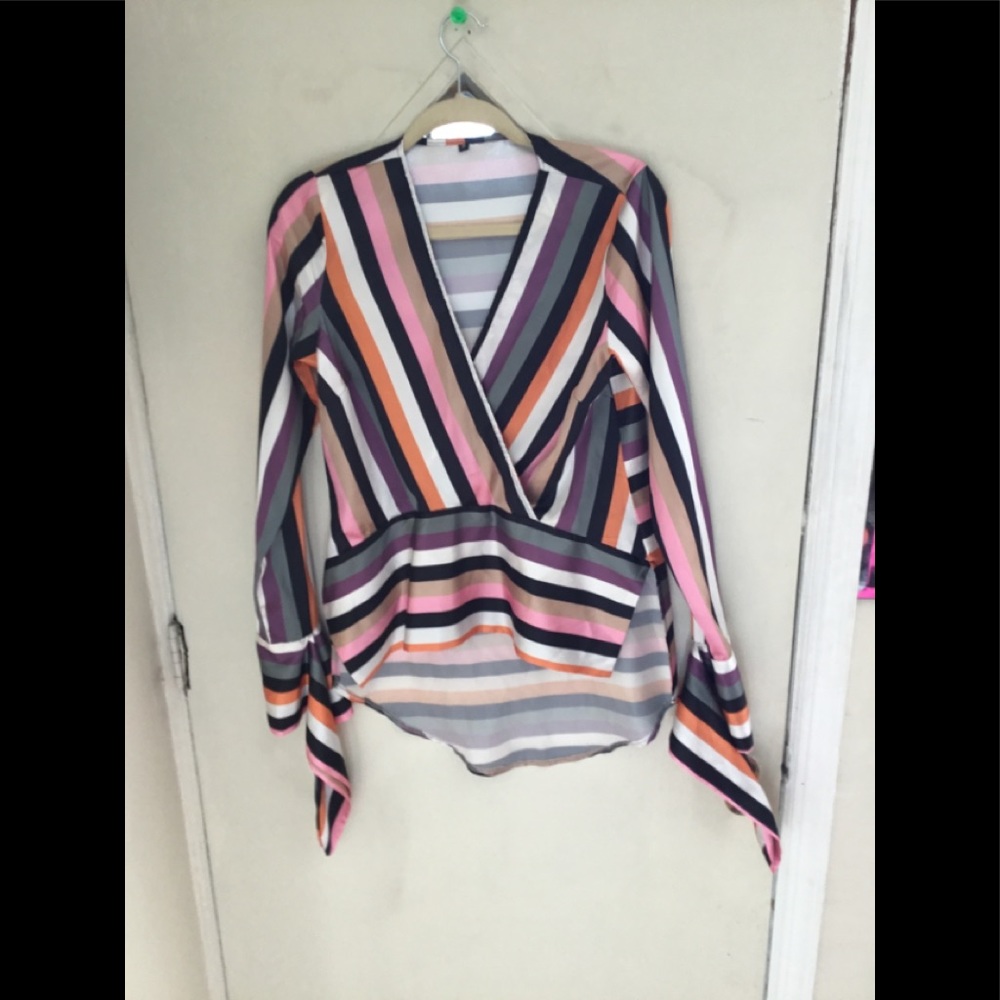 Stripe Polyester Blouse, - image 1